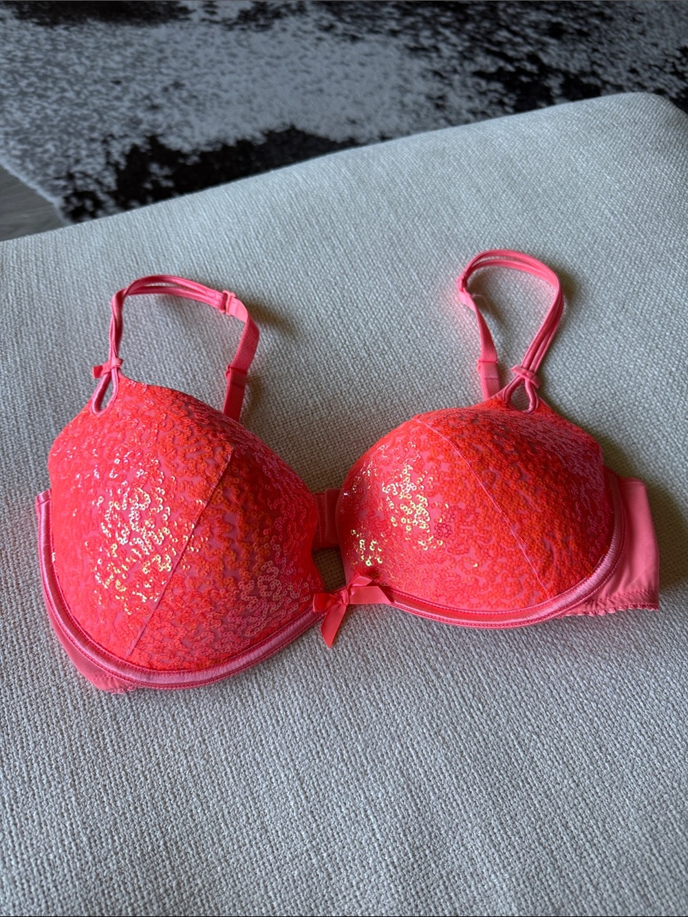 Victoria's Secret Neon Pink Sequin Push-Up Bra